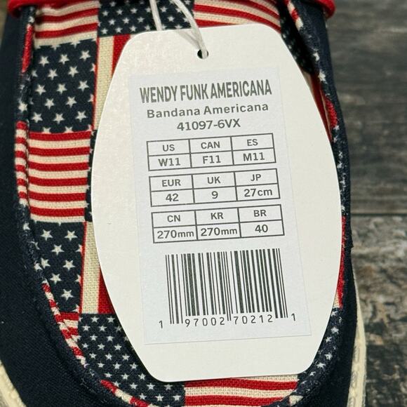 Hey Dude Wendy Funk Americana Flag Slip On Shoes Womens Size 11 Patriotic NIB - Picture 8 of 11